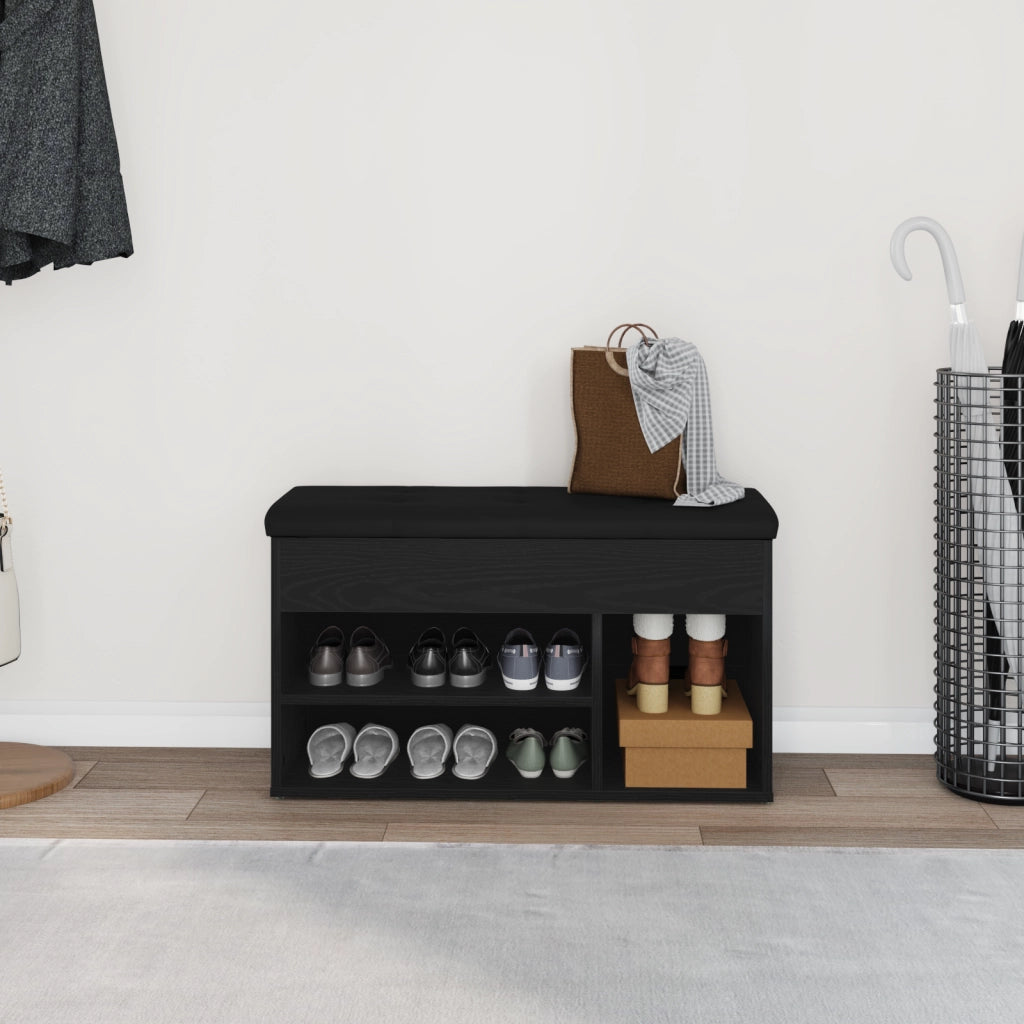 Panchina da stoccaggio  in rovere nero 80x30x45 cm in legno ingegnerizzato