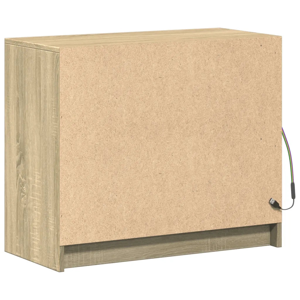 Credenza | Madia | Buffet da pranzo | Armadio da pranzo con LED Rovere Sonoma 72x34x61 cm in Legno Multistrato