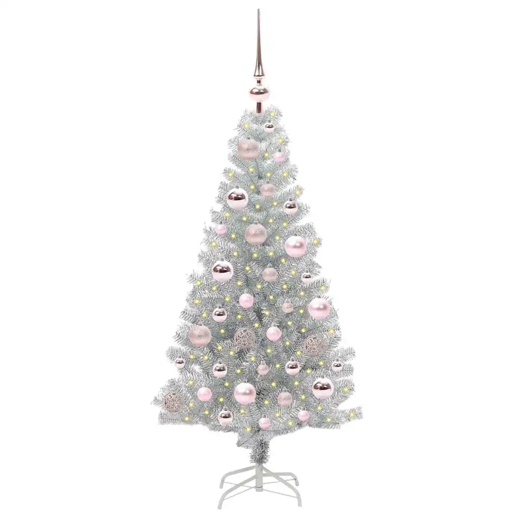 Albero di Natale con 150 LED con supporto Argento 120 cm PET 3396654