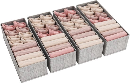 Set di 4 organizzatori per comodino, toeletta, armadio, cassetti, sistema di organizzazione per asciugamani, abbigliamento bambino, calze, reggisen, intimo