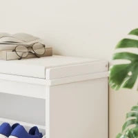 Panca Scarpiera con Seduta Imbottita da Ingresso, Design a Ribalta, in Rattan, 180x26x47,5 cm, Bianco