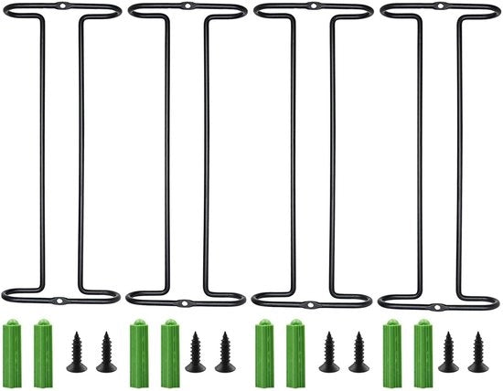 Supporto vetrato per bar e cucina - 4 pezzi - Acciaio inossidabile/Ferro - Montaggio a parete - Impermeabile/Resistente alla polvere - Adatto per bar e cucina - Supporto vetrato