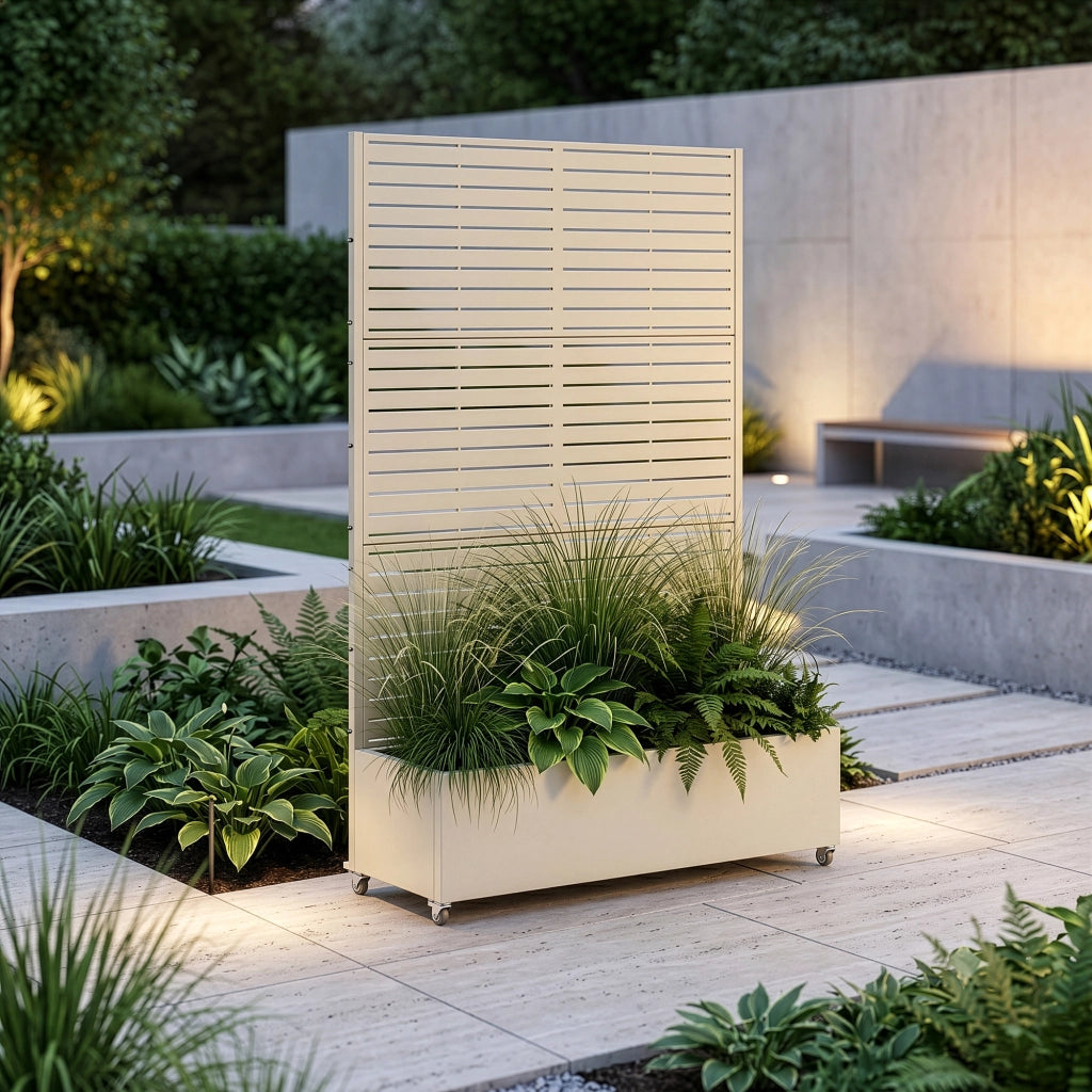 Fioriera con Spalliera Nodepp in Acciaio 190 x 120 x 38 cm - Beige casa.pro