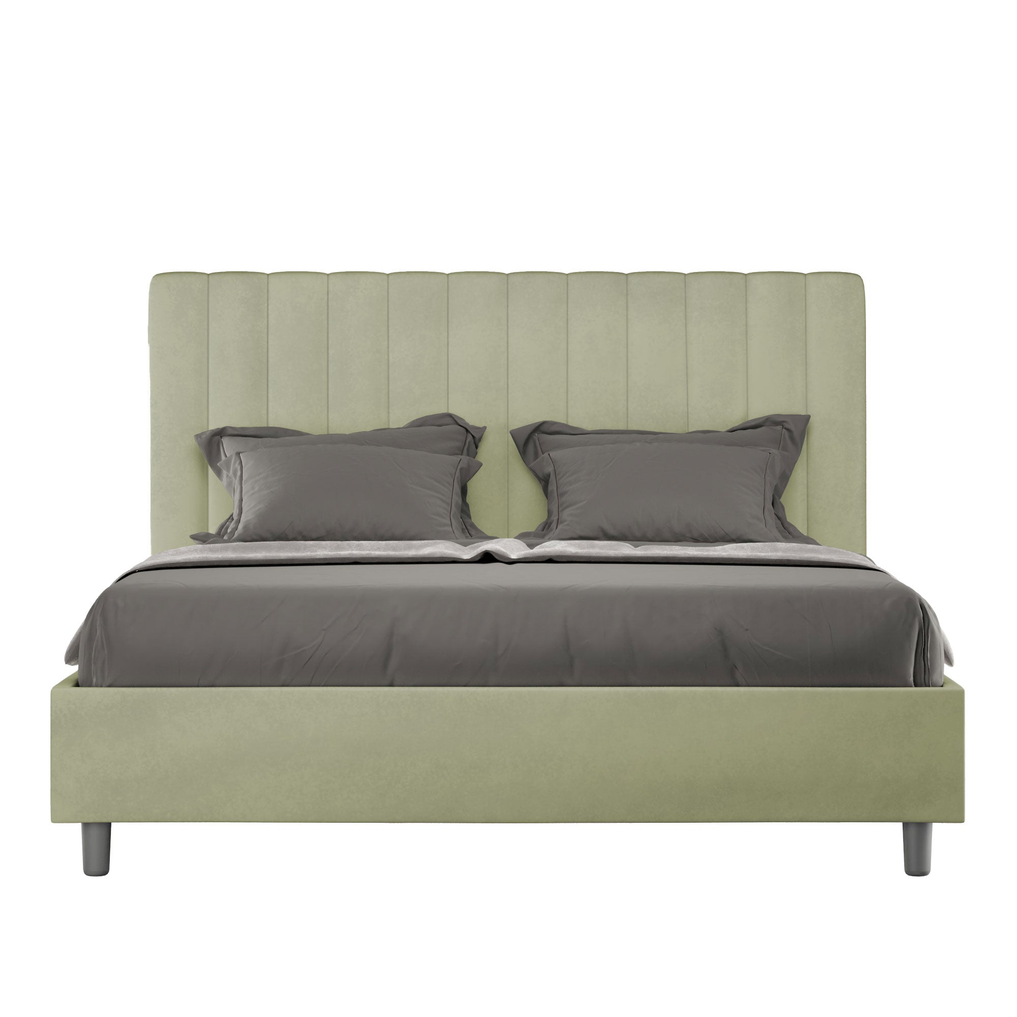 Letto Matrimoniale Francese 140x200 cm con Rete e Contenitore Agueda Tè verde