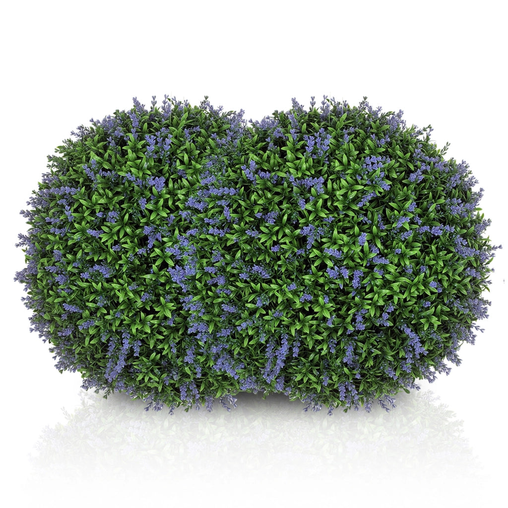 Set di 2 Piante Artificiali a Sfera con Fiori di Lavanda per Casa e Giardino ?42 cm, Verde e Viola