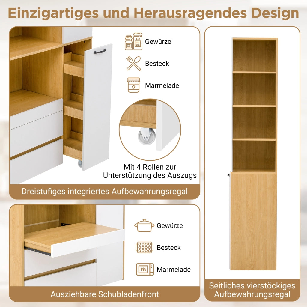 Credenza e madia con 2 cassetti 4 vani aperti ripiani regolabili ed estraibili per cucina soggiorno bianco naturale