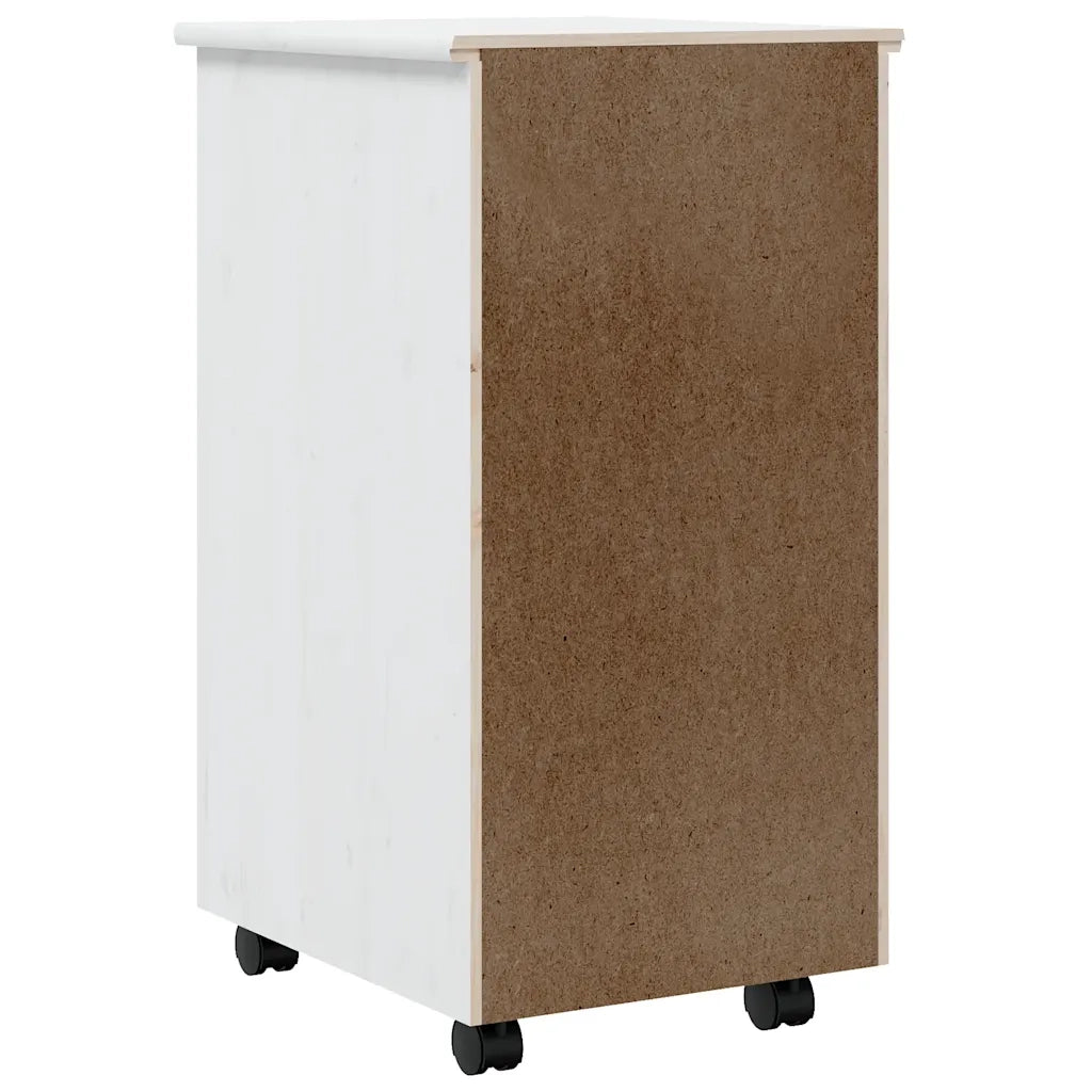 Mobiletto su ruote pratico con cassetti stile ufficio 34 x 39 x 65,5 cm realizzato in legno di pino bianco 02_0047172