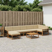 Set di divani da esterno con cuscino 8 pcs Naturale e Beige
