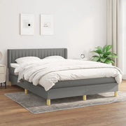 Giroletto a Molle con Materasso Grigio Scuro 140x190 cm Tessuto 3130426