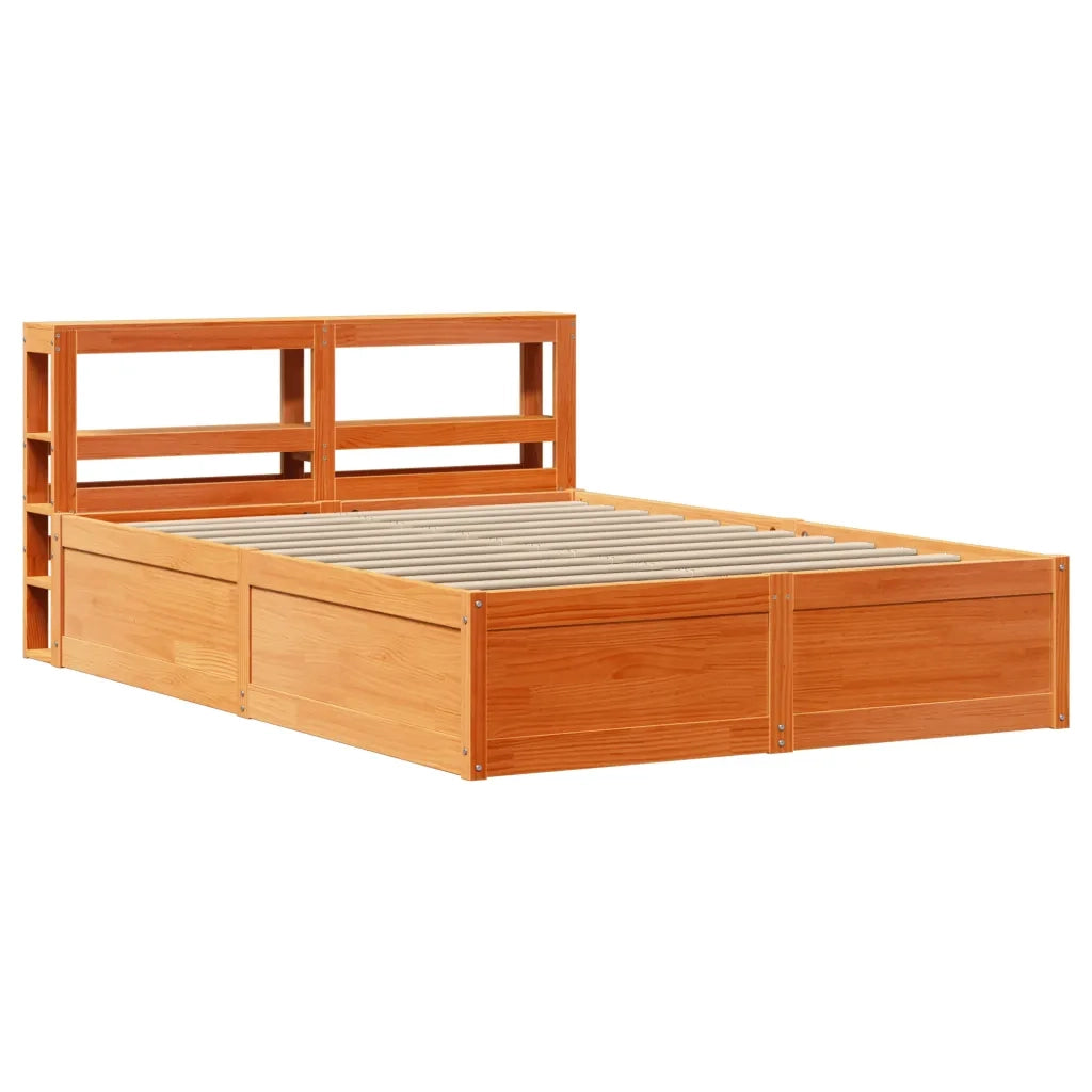 Giroletto con Testiera-Struttura Letto con testiera Marrone Cera 120x200 cm Massello Pino 186567