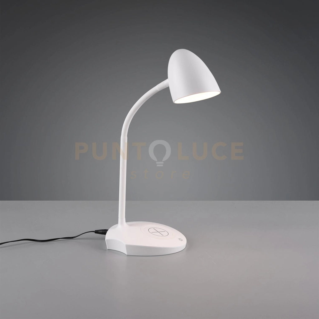 LOAD LAMPADA DA STUDIO LED 4W  560lm, 3000K METACRILATO BIANCA CON CARICA SMARTPHONE AD INDUZIONE E ACCENSIONE TOUCH H. 38CM