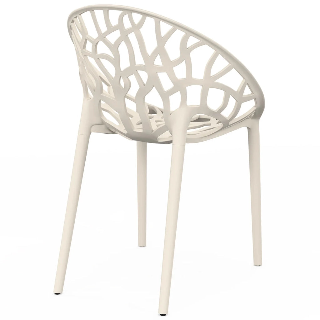 IDMarket - Set di 4 sedie da giardino impilabili AMIRA in polipropilene beige con motivo organico