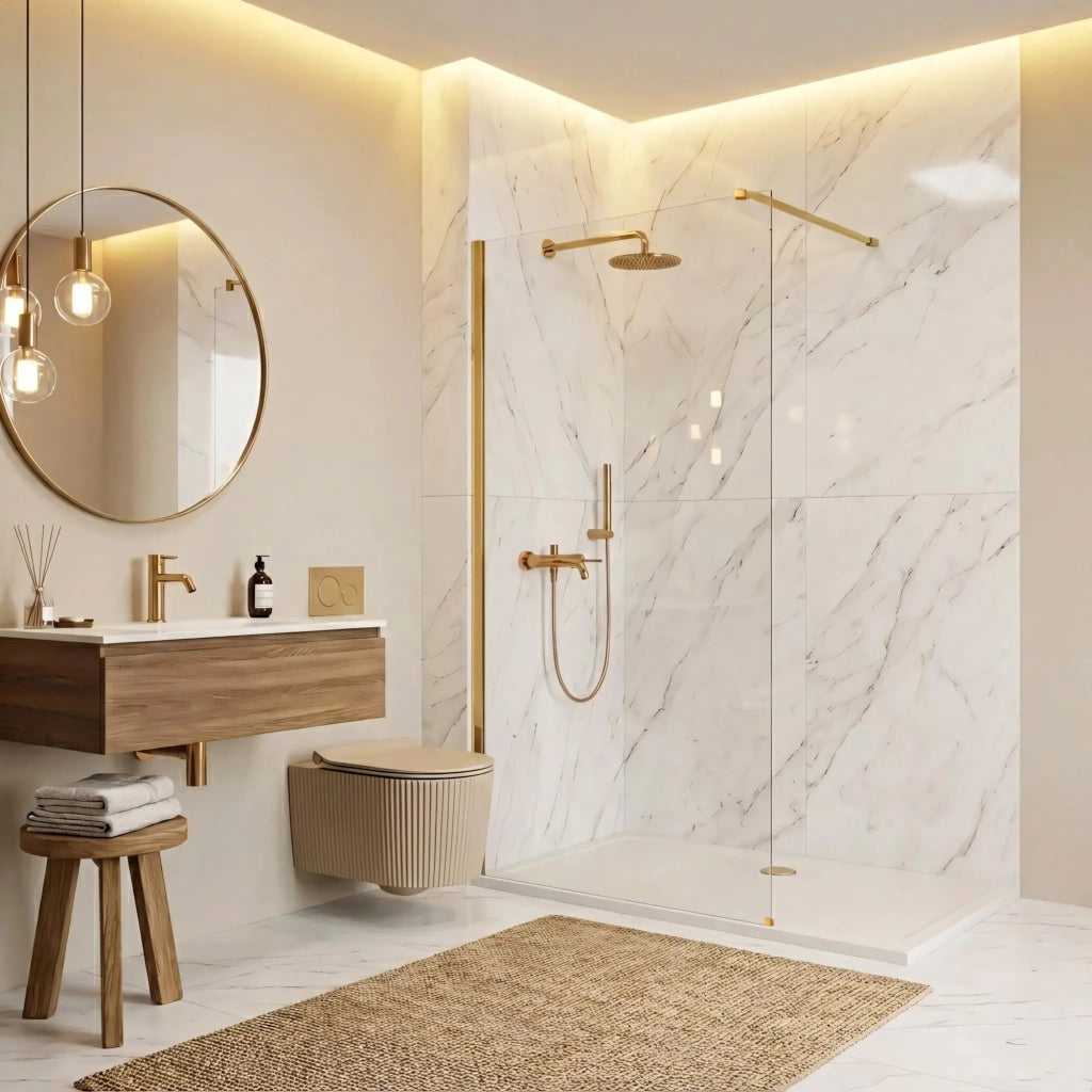 Parete Doccia Rea Flexi Transparent / Gold 70