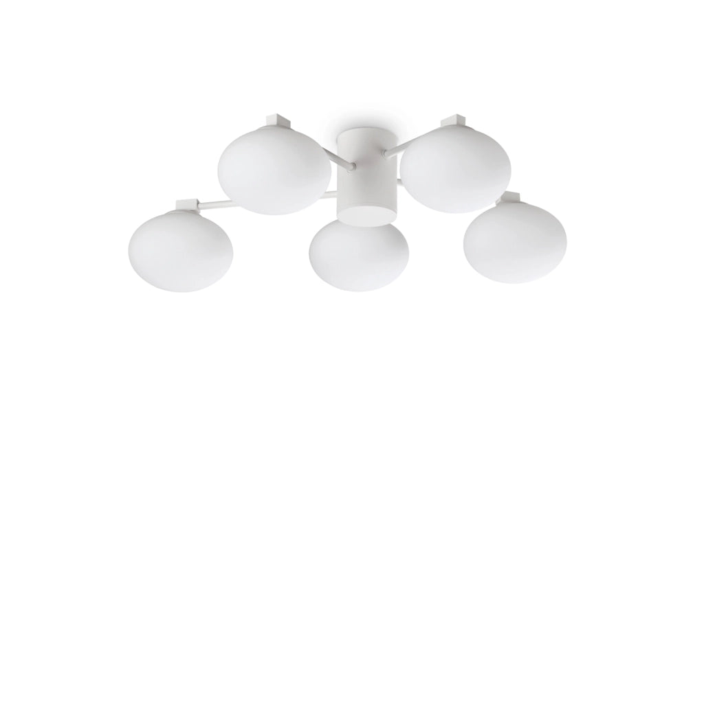 Plafoniera Contemporanea Hermes Metallo Bianco 5 Luci G9 28W 3000K Ip20