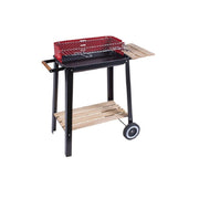 Trade Shop - Bbq Barbecue Rettangolare 51x32x69cm Con Struttura Acciaio Ripiani Legno 2600053 -