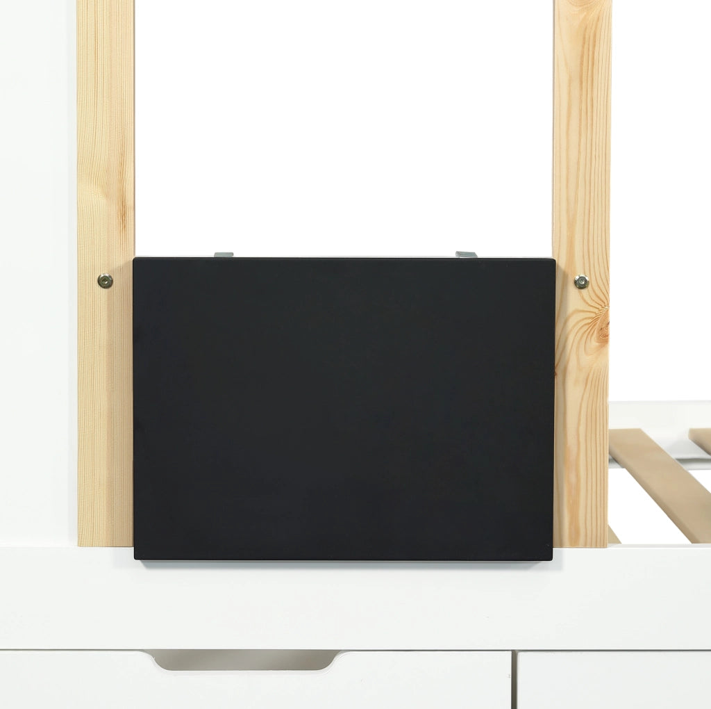 Letto a castello per bambini 90x200 cm con scala contenitore e 3 cassetti