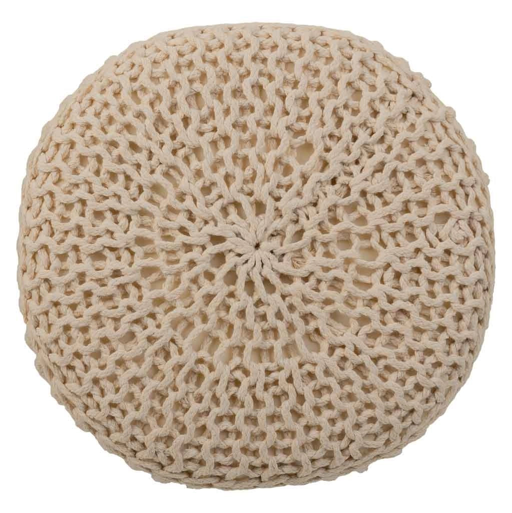Sgabello in cotone intrecciato e legno marrone 32x32x44h
