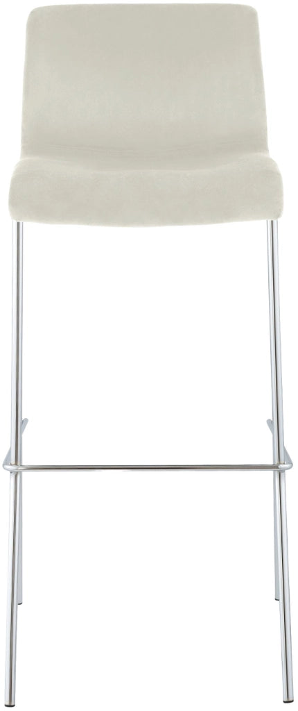 Sgabello Hover Velluto Base a Quattro Gambe Cromata crema