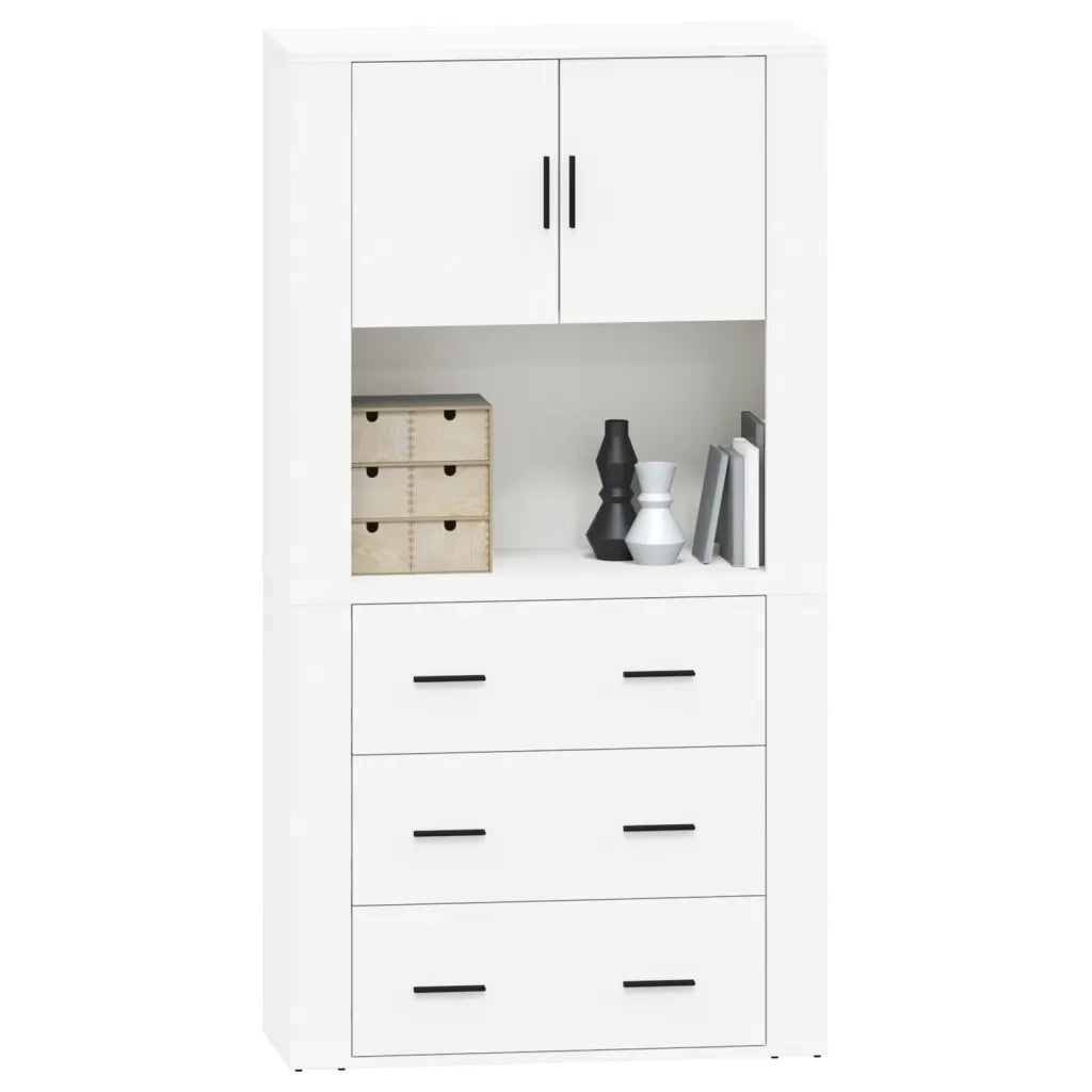 Credenza-Buffet-Armadio da cucina Bianca in Legno Multistrato 488799