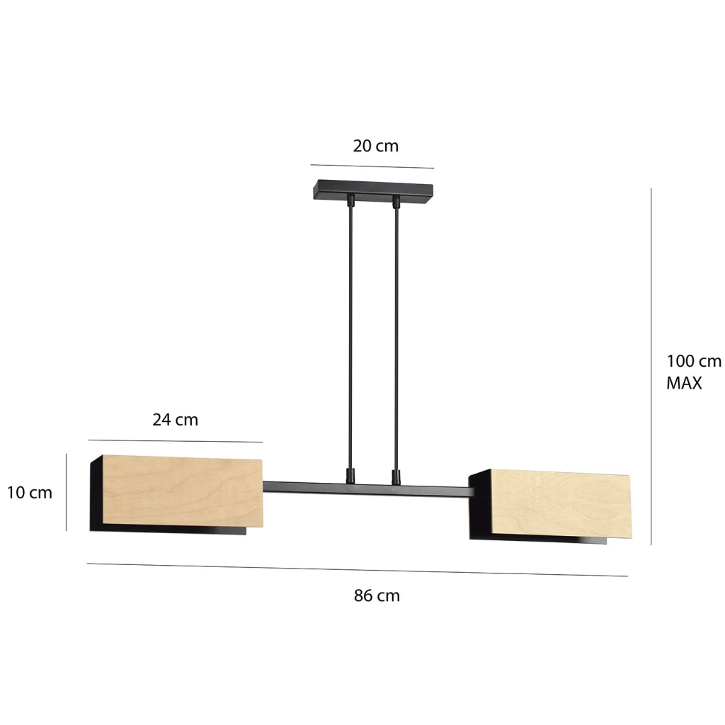 Lampadario Minimal Sarutahiko Acciaio Nero 2 Luci E27 Ip20