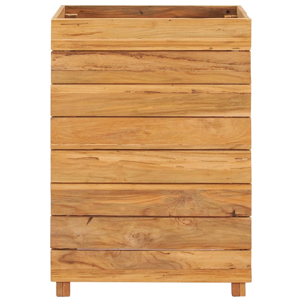 Aiuola rialzata per piante e fiori 50 x 40 x 72 cm legno di teak riciclato e acciaio 02_0000939