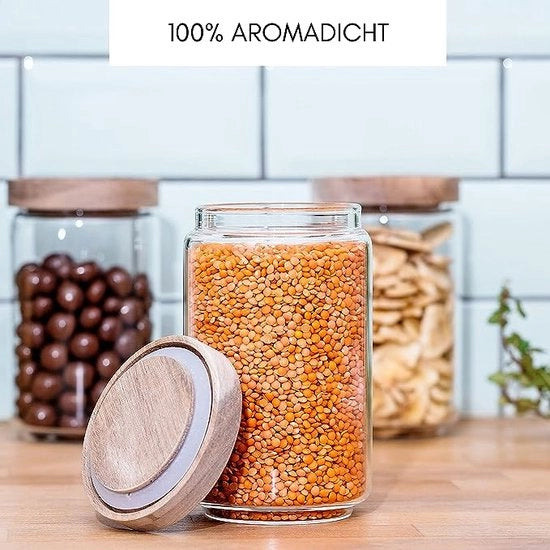Set di contenitori in vetro con coperchio (3 pezzi), contenitori in vetro per alimenti con coperchio, adegui, sigillanti, set di contenitori in vetro per la cucina, 700 ml