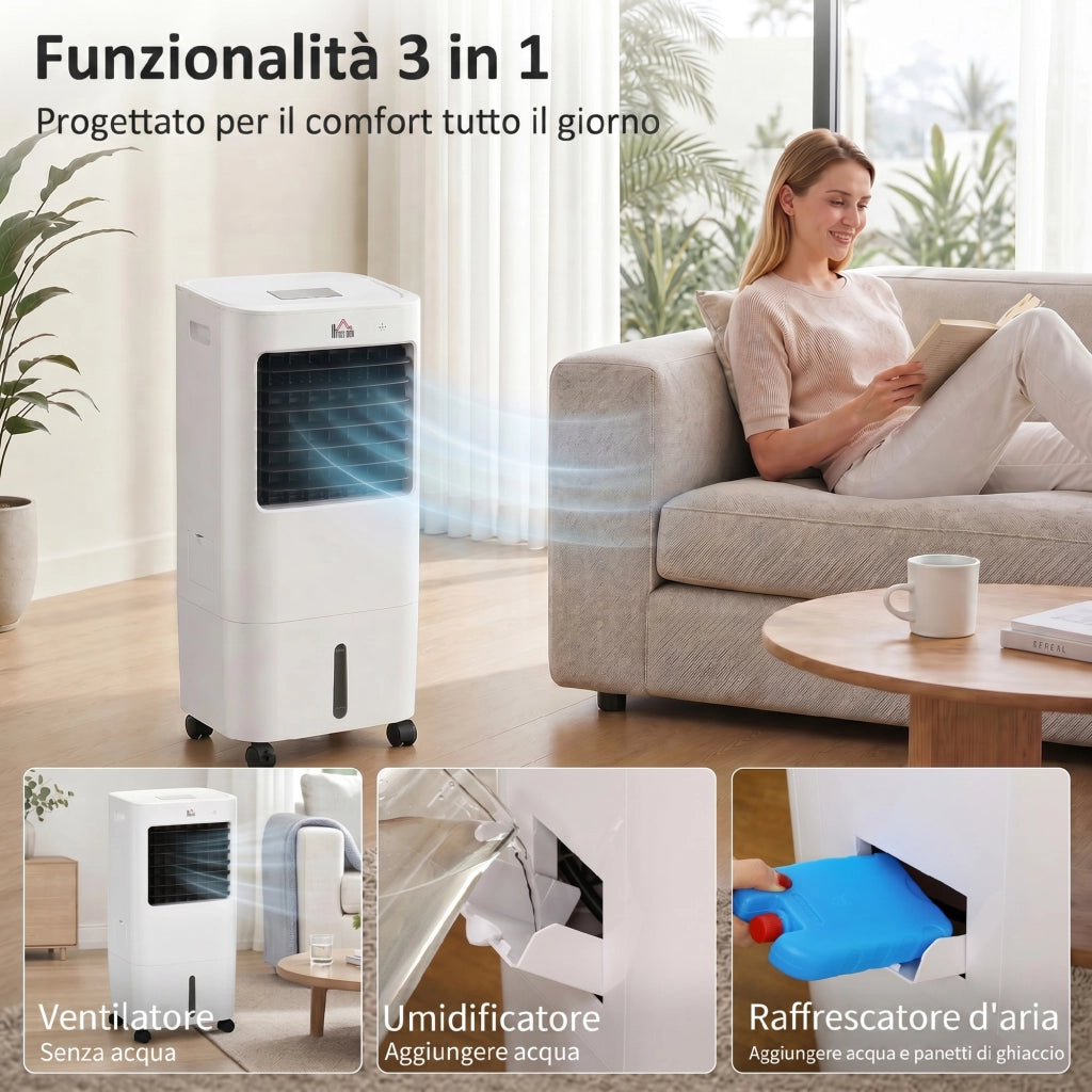 Raffrescatore Evaporativo Ventilatore 3 in 1 con Timer ¨C Zephmum ¨C Bianco 32x37x74 cm