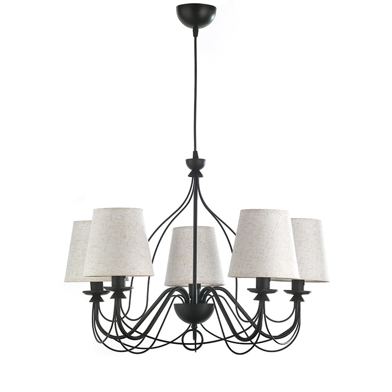 Lampadario Loris nero paralumi sabbia