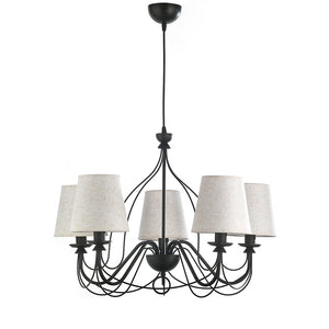 Lampadario Loris nero paralumi sabbia