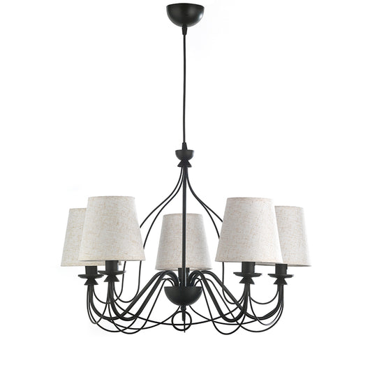 Lampadario Loris nero paralumi sabbia