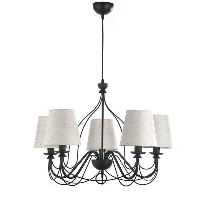 Lampadario Loris nero paralumi sabbia