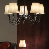 Lampadario Loris nero paralumi sabbia