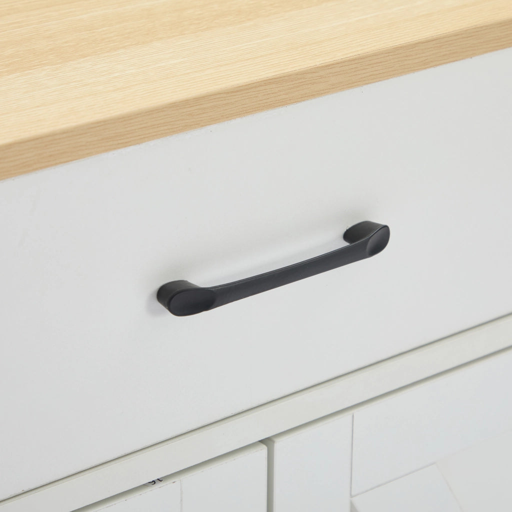Credenza moderna bianca in MDF con 3 cassetti e 4 ante, 160 x 37 x 75 cm