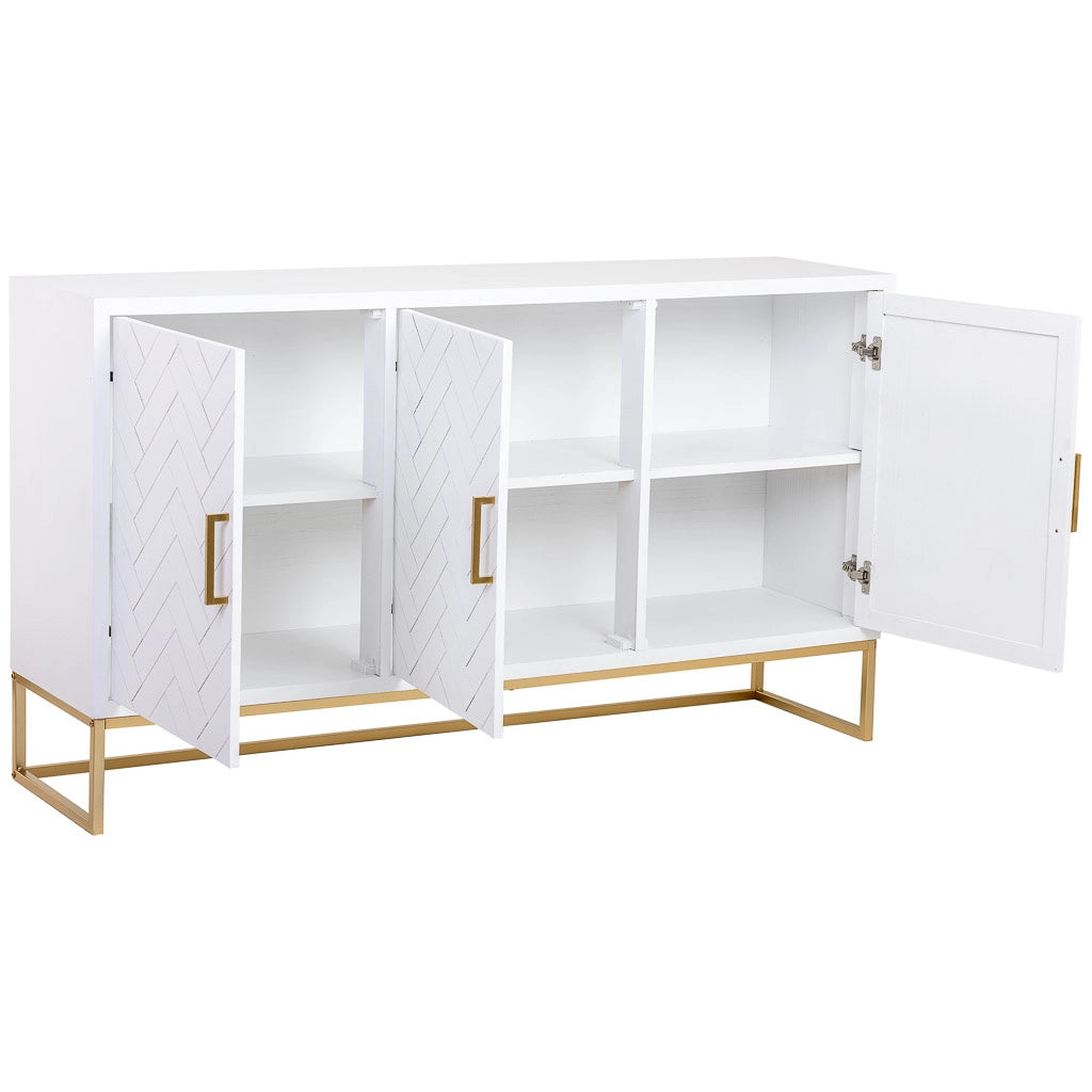 Credenza 3 ante in legno e metallo 160x41,5x90h cm