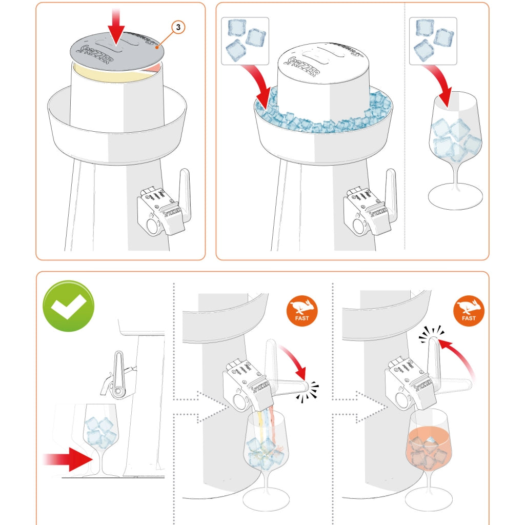 SPRIZZER Kit Arancio in Plastica per Aperitivi con 3 Bicchieri Originali – Set Completo Design Italiano Resistente e Leggero – SPRIZZER-ARANCIO-3-BICCHIERI
