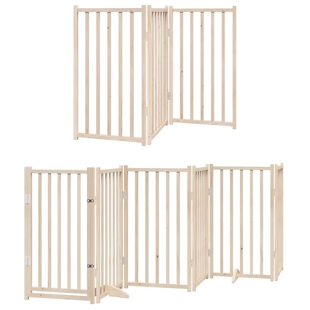 Cancello per Cani con Porta Pieghevole 9 Pannelli 450 cm Pioppo 3155700
