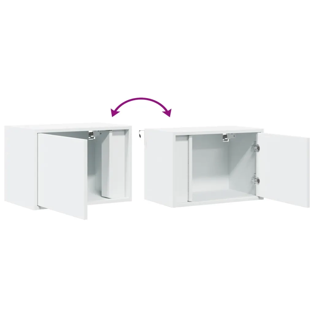 Comodino a Parete con Luci LED Bianco