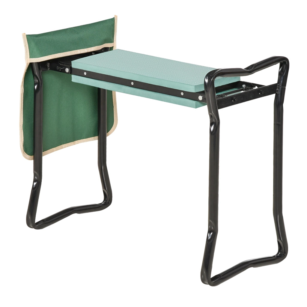 Sgabello Giardino Pieghevole ¨C Xylo ¨C Cuscino Verde con Tasca Portaoggetti