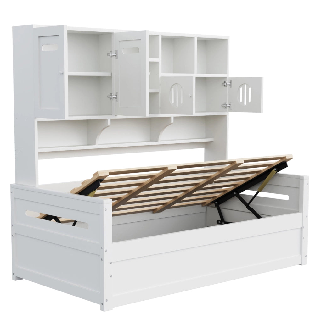 Letto singolo 90x200 cm con contenitore idraulico bianco