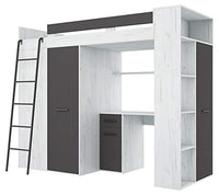 MOBILE LETTO SOPPALCO SCALETTA BAMBINI VERANA L cm236x120x190h BIANCO GRAFITE