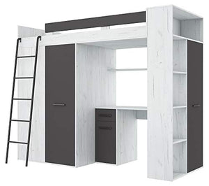 MOBILE LETTO SOPPALCO SCALETTA BAMBINI VERANA L cm236x120x190h BIANCO GRAFITE