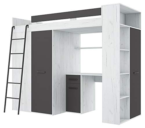 MOBILE LETTO SOPPALCO SCALETTA BAMBINI VERANA L cm236x120x190h BIANCO GRAFITE