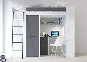 MOBILE LETTO SOPPALCO SCALETTA BAMBINI VERANA L cm236x120x190h BIANCO GRAFITE