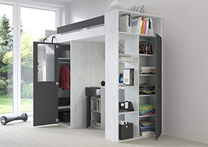 MOBILE LETTO SOPPALCO SCALETTA BAMBINI VERANA L cm236x120x190h BIANCO GRAFITE