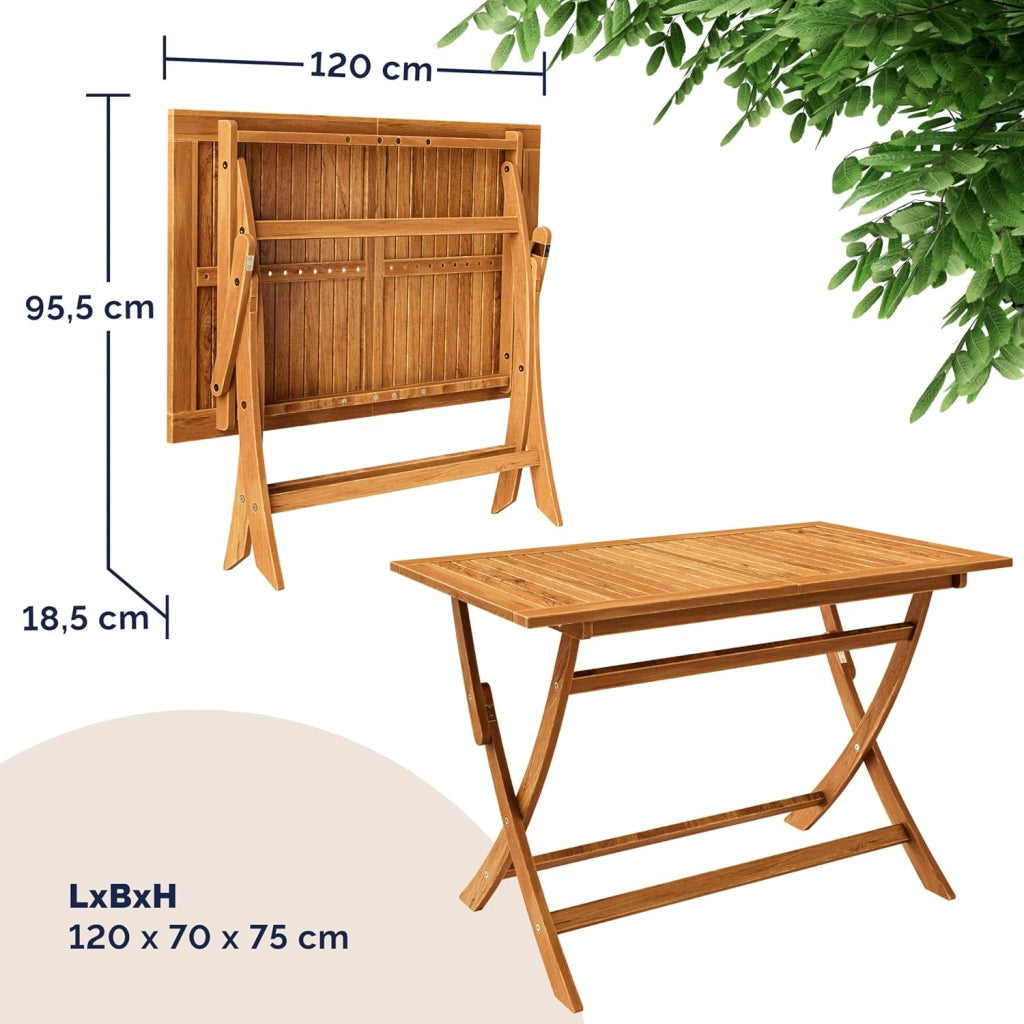 ® Set di Mobili da Giardino 5 Pezzi Modello 2026 - NOVITÀ: Tavolo Extra Stabile con Rinforzo in Legno di Acacia FSC®, 4 Sedie Pieghevoli per Giardino Balcone Esterno