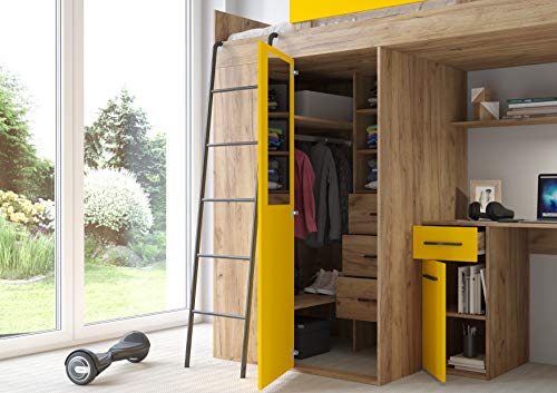 MOBILE LETTO SOPPALCO SCALETTA BAMBINI VERANA L cm H190x120x236 ROVERE GIALLO