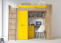 MOBILE LETTO SOPPALCO SCALETTA BAMBINI VERANA L cm H190x120x236 ROVERE GIALLO