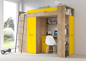 MOBILE LETTO SOPPALCO SCALETTA BAMBINI VERANA L cm H190x120x236 ROVERE GIALLO