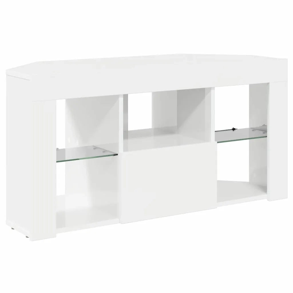 Mobile TV LED Angolare Bianco ad Alto Lucido 100 x 40 x 50 cm