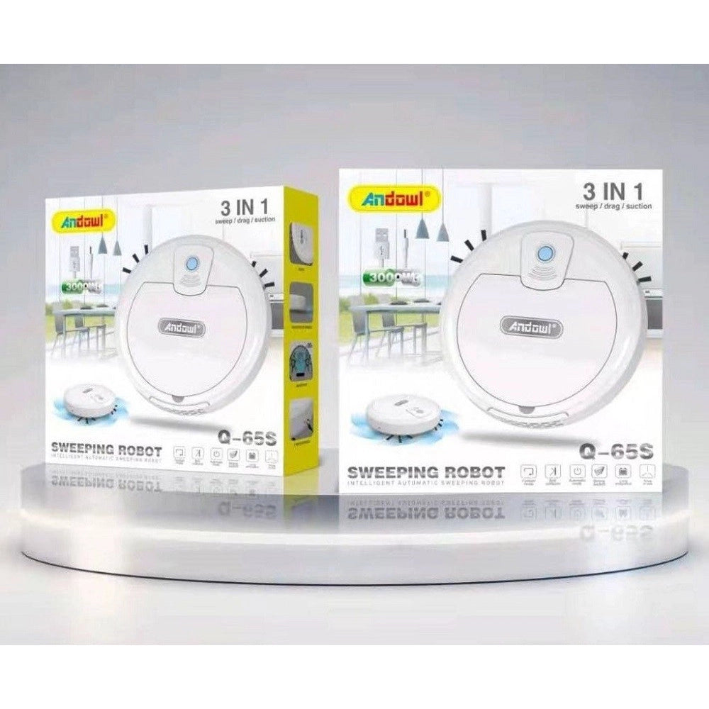 Trade Shop - Robot 3 In 1 Spazzante Ricaricabile 3000w Pulizia Rotondo Per Stanze Casa Q-65s -